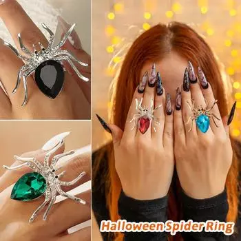 1 шт. кольцо в стиле панк с простым темпераментом, высококачественным сапфиром, изумрудом, рубином, животным-пауком Ms. Мода Одинокий Праздник Путешествие One Size королевский синий