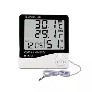 1 шт. Комнатный настенный электронный термометр гигрометр часы - Большой цифровой дисплей, точность 0,1, белый, для дома, офиса, спальни