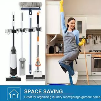 1 шт. Компактная настенная полка из нержавеющей стали с 5 нескользящими крючками — идеальный органайзер для дома, гаража и т. д.