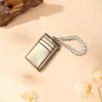 1 шт. Компактный легкий держатель для карт, глянцевый портативный PU, практичный, повседневный, на молнии, простой кошелек для монет серебряный