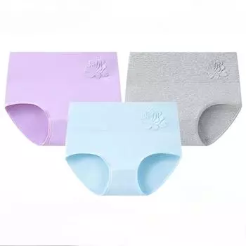 1 шт./комплект нижнего белья с высокой талией, хлопковые трусики, женские утягивающие сплошные трусы больших размеров, женское дышащее нижнее белье L красный