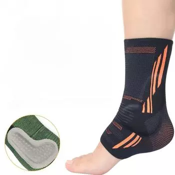 1 шт. компрессионный бандаж на лодыжку для женщин/мужчин, бандаж на лодыжку с силиконовым гелем, компрессионный носок без пальцев для облегчения боли в своде стопы и пятке L оранжевый