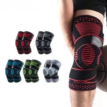 1 шт. компрессионный наколенник с накладкой на коленную чашечку, боковые стабилизаторы, нескользящие наколенники M красный