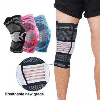 1 шт., компрессионный рукав для коленного бандажа с гелевыми подушечками надколенника и боковыми стабилизаторами для бега, артрита, облегчения боли в суставах M розовый
