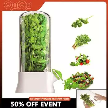 1 шт. контейнер для хранения трав для холодильника, контейнеры для хранения свежих трав, кинза, петрушка, спаржа, сохраняет овощи свежими в течение 2-3 недель белый