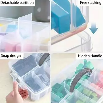 1 шт. Контейнеры для хранения в холодильнике, 3-уровневый 18-решетчатый пластиковый прозрачный контейнер для хранения с крышкой и ручкой,