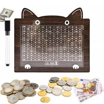 1 шт., копилка с изображением милого кота из мультфильма, практичная копилка для хранения из дерева