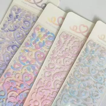 1 шт., корейская горячая лента с градиентом в виде сердца, лазерная наклейка, хлопья, идол, открытка, деко, скрапбукинг, материал «сделай сам», украшения, канцелярские наклейки