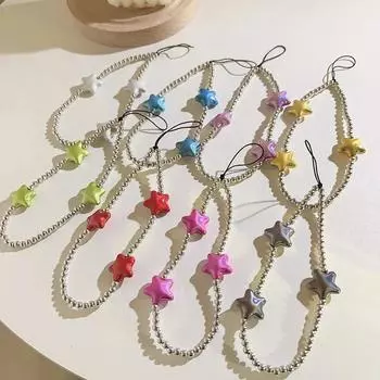 1 шт. корейские модные ремешки для телефона, симпатичная звезда серебристого цвета, короткая подвеска для телефона на запястье, милые аксессуары для телефона No.1