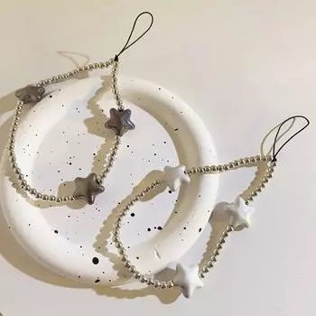 1 шт. корейские модные ремешки для телефона, симпатичная звезда серебристого цвета, короткая подвеска для телефона на запястье, милые аксессуары для телефона No.1