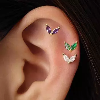 1 шт. корейские серьги-гвоздики из нержавеющей стали для пирсинга козелка, женские модные серьги-гвоздики с цирконием и конским глазом, украшения для тела