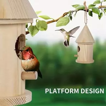1 шт. кормушка для скворечников на открытом воздухе, цельный деревянный пэчворк, скворечник своими руками, подвесная клетка для птиц 1pc