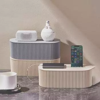 1 шт. Коробка для хранения кабелей с крышкой для офиса, вместительный органайзер для шнуров, экономящий место настольный ящик для управления кабелями белый