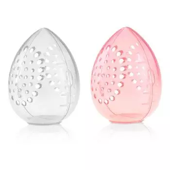 1 шт., коробка для хранения спонжей для макияжа, пористая, влагостойкая, прозрачная, красивая подставка для губок, косметический контейнер, стойка в форме капли розовый