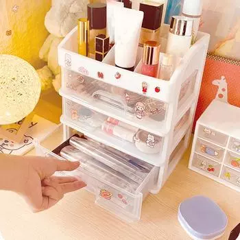 1 шт. Коробка для хранения, удобная полка для хранения, вместительный ящик, стильный прекрасный настольный органайзер для косметики, настольный макияж C розовый