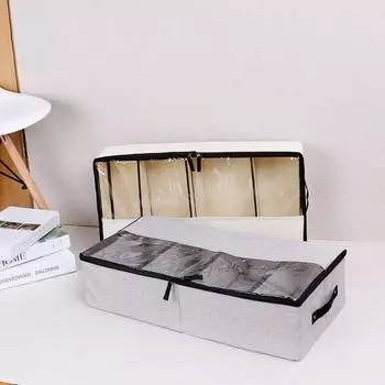 1 шт. Коробка для обуви из хлопка и льна, многофункциональная складная коробка для хранения, ящик для хранения под кроватью