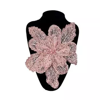 1 шт. корсаж пайетки полиэстер ручная работа ткань наклейка бисерная аппликация многослойные цветочные кружевные нашивки DIY швейный материал белый