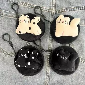 1 шт. кошелек для монет, округлый, мультяшный, подвесной, украшение, упаковка для удостоверения личности, мини-сумка INS, помада, сумка для кошки, гарнитура