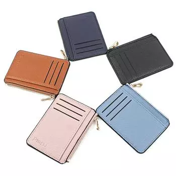 1 шт. кошелек тонкий держатель для карт однотонный цвет с застежкой-молнией маленький чехол для удостоверения личности кредитный чехол для мужчин и женщин из искусственной кожи