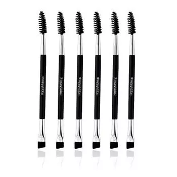 1 шт., косметическая кисть для макияжа с деревянной ручкой, кисть для бровей, расческа для бровей, двусторонние щетки чёрный