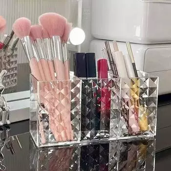 1 шт., косметический ящик для хранения, держатель для кистей для макияжа, органайзер для помады, карандаша для бровей, подставка для хранения в ванной комнате, алмазный акрил