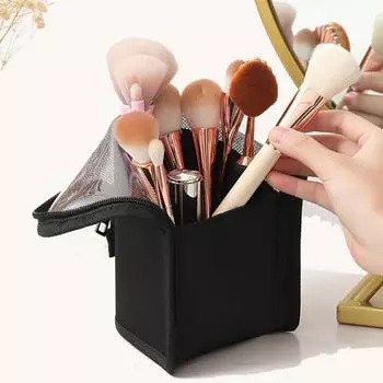 1 шт. косметичка-подставка для женщин, прозрачная косметичка на молнии, дорожная женская косметичка, держатель для кистей для макияжа, органайзер, косметичка чёрный