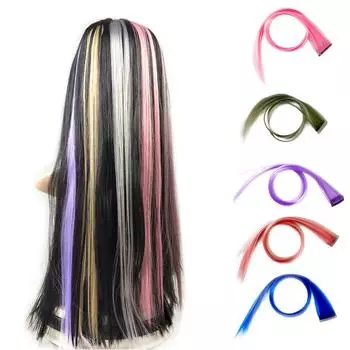 1 шт. Косплей Цветные Длинные Прямые Волосы Подстригаемые Заколки Для Волос Цветные Волосы Синтетические Наращивание Волос Невидимые Аксессуары Для Волос