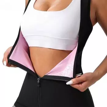 1 шт. костюм для сауны для женщин, тренажер для талии, спортивный жилет с контролем живота, на молнии, топ на бретельках с ремнями S