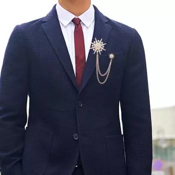 1 шт. костюм ювелирные изделия кристалл человек звезда мода Liusu цепочка рубашка горный хрусталь брошь воротник значок