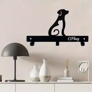 1 шт. Кованая металлическая вешалка для одежды с силуэтом кошки и собаки, поводок для ключей, настенное крепление для хранения, вешалка для полотенец, вешалка для хранения, вешалка для хранения чёрный