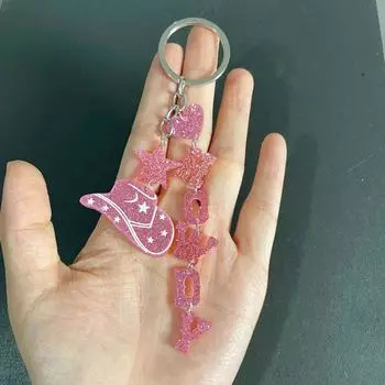 1 шт. ковбойская шляпа брелок диско-шар брелок вестерн ковбой вечеринка брелок акриловый мультфильм письмо дизайн брелок креативный