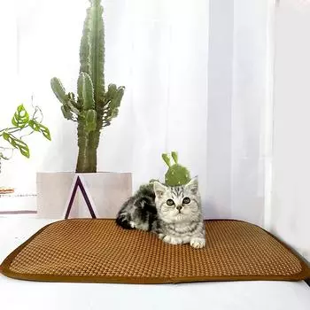 1 шт., коврик для льда, собачье гнездо, летний плетеный охлаждающий коврик из ротанга для домашних животных, спальный коврик, охлаждается 20*30cm