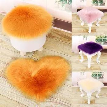 1 шт. коврик для ног из волосатой шерсти, ковер из искусственной овчины, чехол на стул, пушистый коврик для сиденья, домашний декор Round розовый