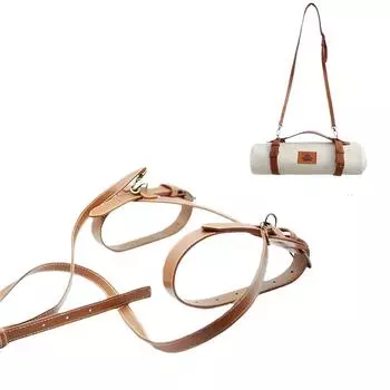 1 шт. коврик для пикника из искусственной кожи на открытом воздухе, ремешок из искусственной кожи, ремешок для одеяла, ремешок для йоги, регулируемый ремешок с ручкой из искусственной кожи коричневый