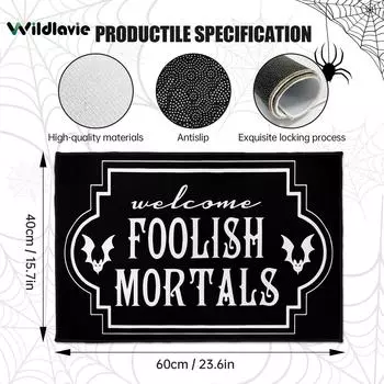 1 шт. коврик для пола на Хэллоуин, ужасающий коврик с тыквой, противоскользящий и впитывающий, подходит для украшения на Хэллоуин чёрный