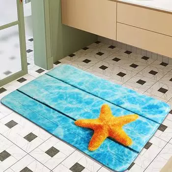 1 шт. коврик для ванной комнаты, абсорбирующий 3D морская звезда, деревянная доска с принтом, коврик для туалета, утолщенный, медленный отскок, пена с эффектом памяти, мягкий коврик для туалета 48x78cm