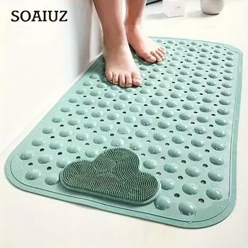 1 шт. Коврик для ванной с противоскользящим рисунком в виде облаков и присоской, коврик для ванной, массажное кольцо с круглым отверстием для ванной комнаты 15.7x27.5in (40x70cm) розовый