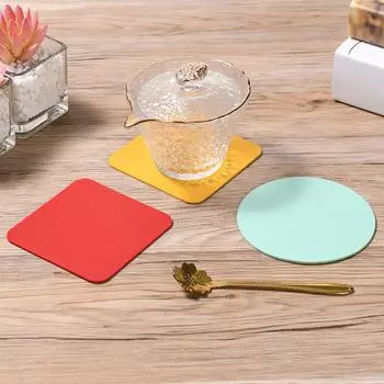 1 шт. коврики для посуды, водонепроницаемые подставки под чай, изоляционная подкладка, круглая подставка под кофейную чашку из искусственной кожи, нескользящая, для украшения дома 9*9cm светло-синий