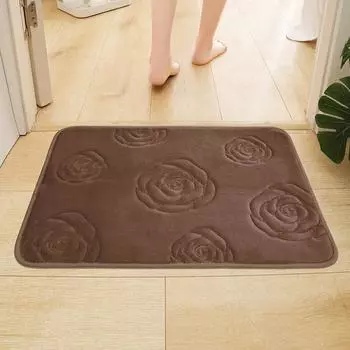 1 шт. Коврики для ванной комнаты с тиснением в виде цветка розы, коврик для ванной комнаты, фланелевый нескользящий ковер, коврик для пола в ванной, коврик для двери в душевую комнату, коврик для ванной 40cmx60cm темно серый
