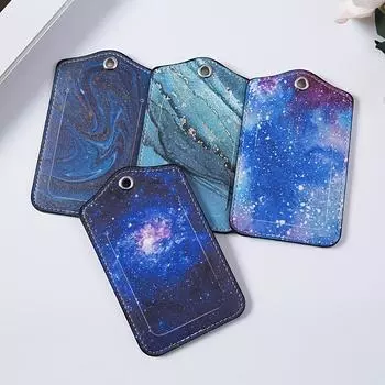 1 шт. кожаная багажная бирка, багажная идентификационная бирка, многоцелевой портативный держатель для карт, держатель для удостоверения личности с защитой от потери во время путешествия starry sky