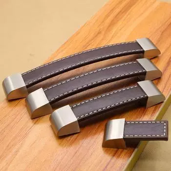 1 шт. кожаная дверная ручка кухонный комод шкаф ящик ручка винтажная для мебельной фурнитуры фурнитура чёрный