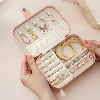 1 шт. кожаная портативная шкатулка для ювелирных изделий, дорожный держатель для ювелирных изделий, органайзер для хранения, дисплей, подставка для сережек, колец, ожерелий для ювелирных изделий чёрный