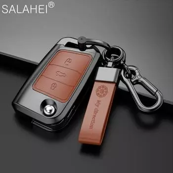1 шт. кожаный чехол для ключей из цинкового сплава для VW Volkswagen Polo Golf 8 2020 7 Bora Jetta Passat защитные аксессуары B-silver brown3