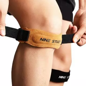 1 шт. кожаный регулируемый коленный сухожильный ремень наколенник поддержка профессиональная защитная накладка с поясом спортивный наколенник из воловьей кожи