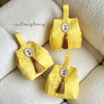 1 шт. Красивая элегантная французская розовая подарочная сумка-тоут, эстетическая свадебная вечеринка, женский праздничный сувенир, подарочная сумка с кисточками, упаковочная сумка 13.8x8x16 cm светло-зеленый