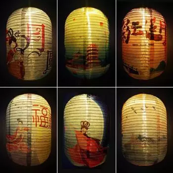 1 шт. Красивые цветы и полнолунный фонарь в старинном восточном стиле из водонепроницаемой ткани для вечеринки-фестиваля середины осени 38x25cm