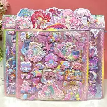 1 шт. Красивые красочные мультяшные русалки 3D пузырьковые наклейки из ПВХ Kawaii для девочек канцелярские принадлежности DIY украшения милые детские награды игрушки подарки