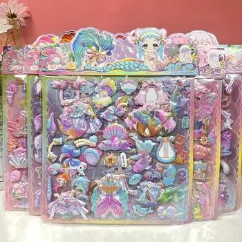 1 шт. Красивые красочные мультяшные русалки 3D пузырьковые наклейки из ПВХ Kawaii для девочек канцелярские принадлежности DIY украшения милые детские награды игрушки подарки