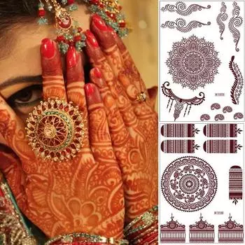 1 шт. Красная кружевная хна для татуировки наклейка на тело временная татуировка на руку и ногу для свадьбы Ид аль-Фитр церемония совершеннолетия 148 208mm 1pcs