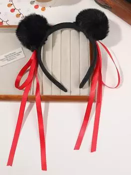 1 шт. Красная повязка на голову Нечжа для женщин, пушистый головной убор с помпонами, милый аксессуар для волос, китайский костюм, головной убор